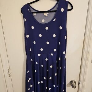 LuLaRoe Blue and White Poka Fit Nicki 3xl Sundress